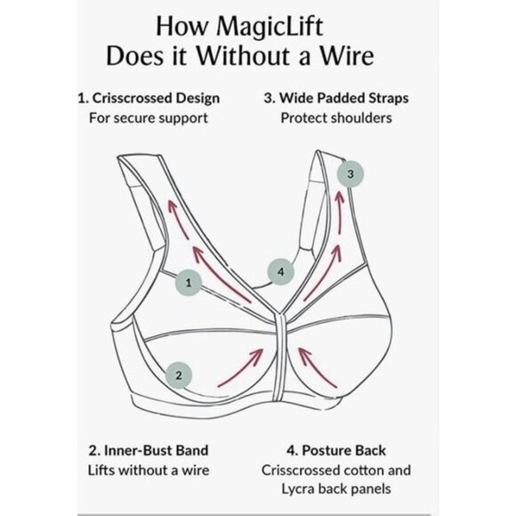 Glamorise #1265 Magiclift Front Close Posture Back Support Bra 54C - Picture 3 of 4